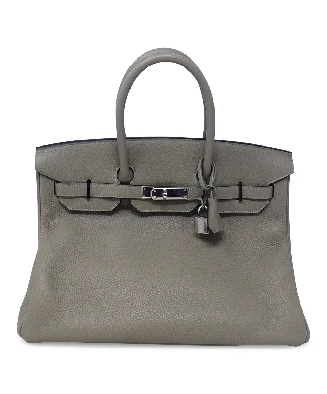 Hermes Grey Leather 35CM Birkin Bag