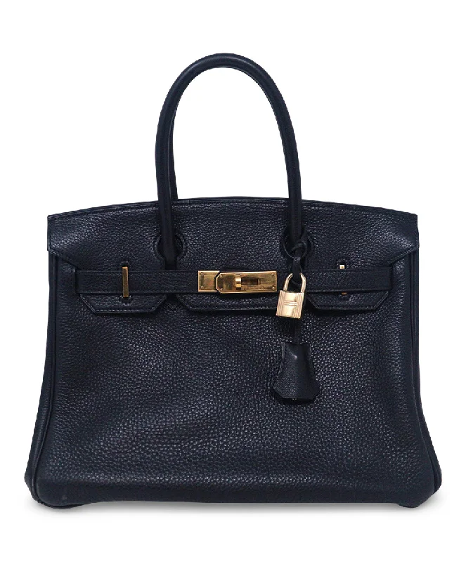 Hermes Black Leather 30CM Birkin Bag