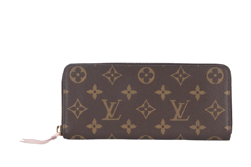 Louis Vuitton Twist bags with a snakeskin - effect panel for a bold lookLOUIS VUITTON CLEMENCE WALLET (M61298) MONOGRAM CANVAS GOLD HARDWARE WITH DUST COVER AND BOX