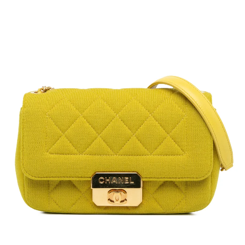 Chanel Designer Handbag with Unique DesignYellow Chanel Mini Jersey Chic With Me Flap Crossbody Bag