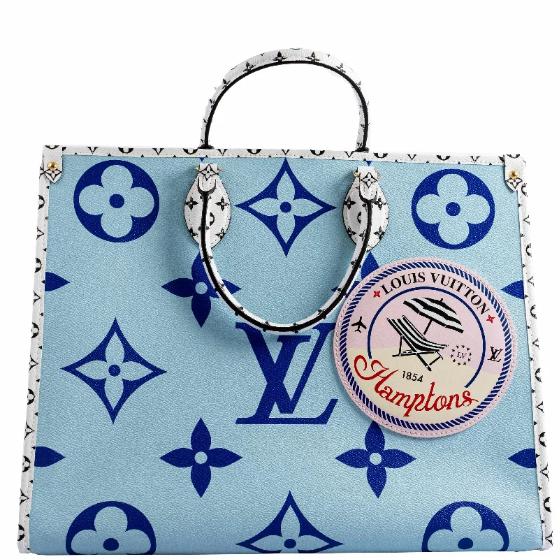 Louis Vuitton bags with a chain - link trim and a leather body for a modern edgeLouis Vuitton Onthego Monogram Giant Hamptons Blue - 2019 Limited