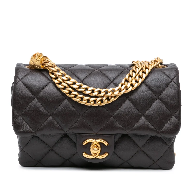 Chanel New Arrival Handbag with Gold HardwareBrown Chanel Small Quilted Lambskin Pillow Crush Flap Shoulder Bag