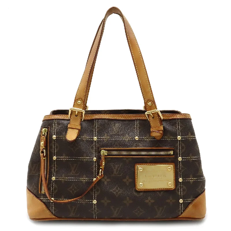 Louis Vuitton bags with a chain - link trim and a leather body for a modern edgeLouis Vuitton Monogram Rivet Shoulder Bag M40140