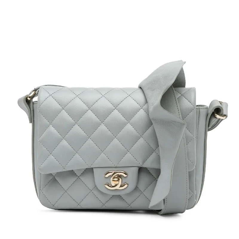 Chanel Handbag with Adjustable Strap for ComfortGray Chanel Quilted Calfskin Bolero de Chanel Flap Crossbody Bag