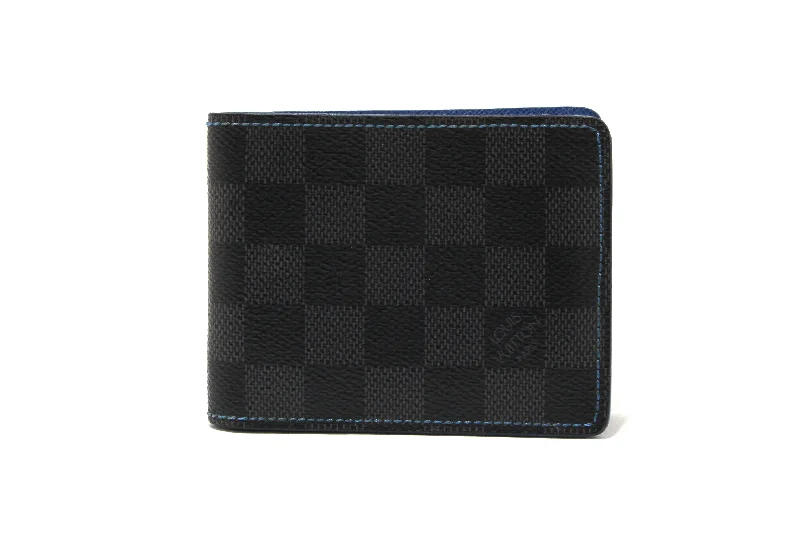 Louis Vuitton bags with a detachable mirror inside for on - the - go touch - upsAuthentic Louis Vuitton Damier Graphite Canvas Slender Men's Wallet