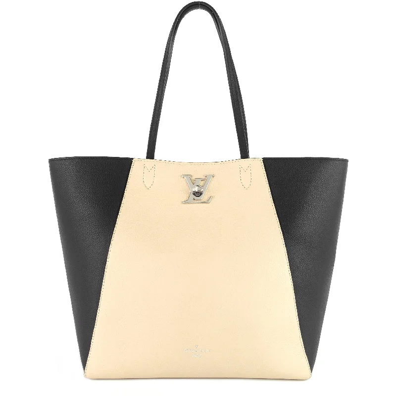 Louis Vuitton bags with a zip - around closure for enhanced securityLockMe Cabas Calfskin Leather Tote Bag