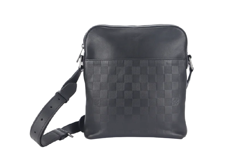 Louis Vuitton backpacks with a sleek, minimalist design for styleLOUIS VUITTON INFINI DISTRICT (N23355) BLACK DAMIER SILVER HARDWARE CROSSBODY WITH DUST COVER