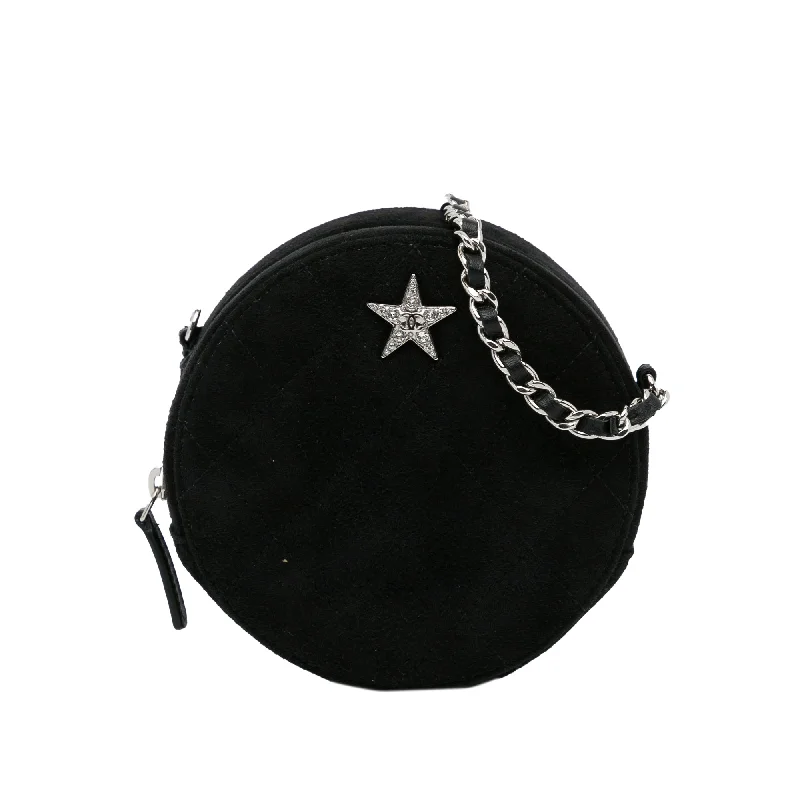 Chanel Classic Flap Bag for Evening PartyBlack Chanel Suede Cocostellar Round Clutch on Chain Crossbody Bag