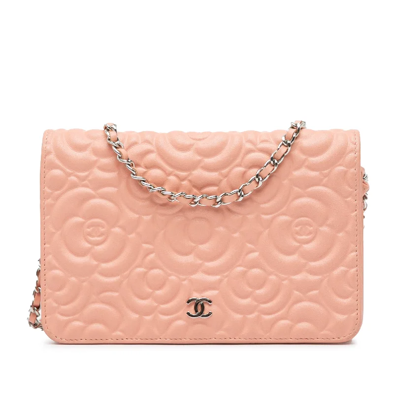 Chanel Colorful Handbag for Spring OutfitsBrown Chanel Lambskin Camellia Wallet On Chain Crossbody Bag