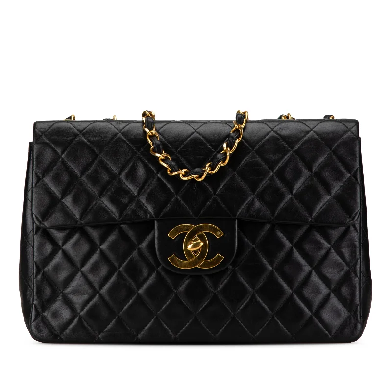 Chanel All - Match Handbag for Versatile StylingBlack Chanel Maxi XL Classic Lambskin Single Flap Shoulder Bag