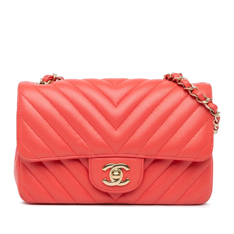 Chanel Vintage Inspired Handbag for Retro LoversRed Chanel Mini Rectangular Classic Chevron Lambskin Single Flap Crossbody Bag