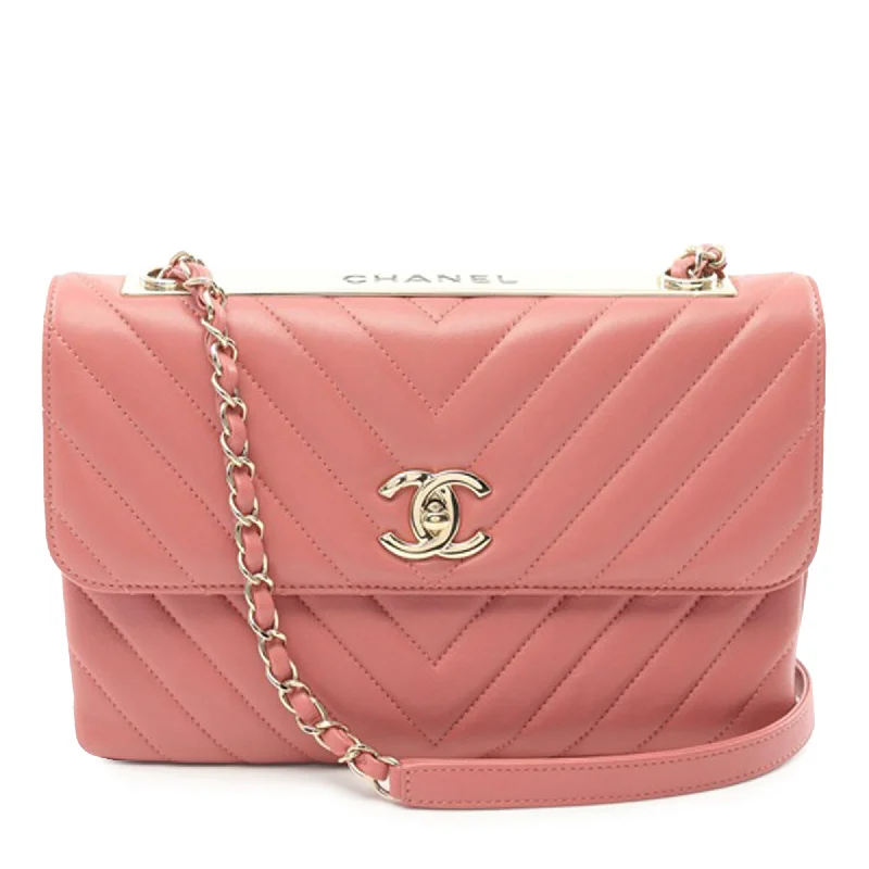 Chanel Small Crossbody Bag for TravelPink Chanel Chevron Lambskin Trendy CC Flap Shoulder Bag