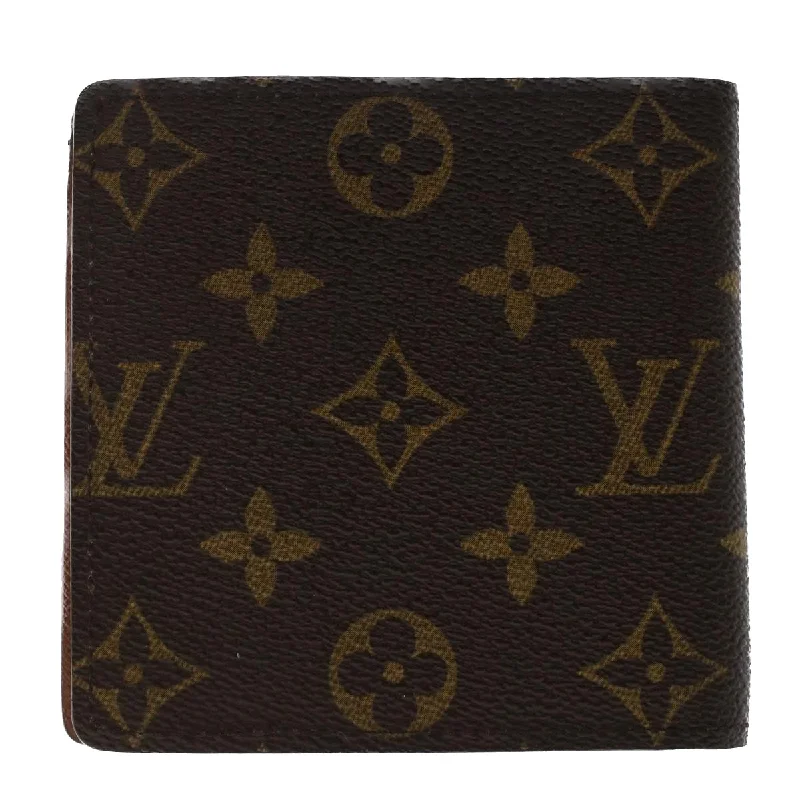 Louis Vuitton bags with a detachable mirror inside for on - the - go touch - upsLOUIS VUITTON Monogram Portefeuille Marco Bifold Wallet M61675 LV Auth 49878