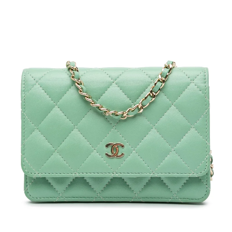 Chanel Quilted Leather Shoulder Bag for FashionistasGreen Chanel Mini CC Quilted Lambskin Wallet On Chain Crossbody Bag