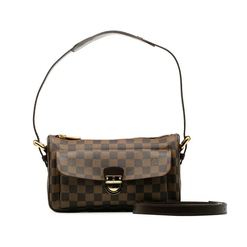 Ladies Louis Vuitton shoulder bags with a single - handle silhouetteLouis Vuitton Damier Ravello GM N60006 Shoulder Bag PVC Leather Brown