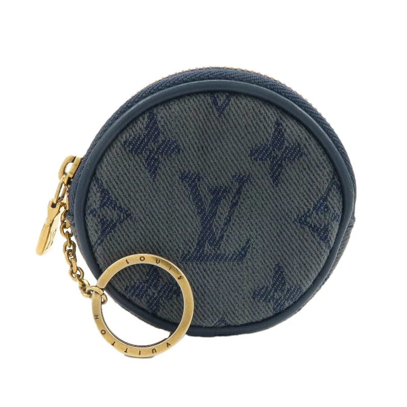 Louis Vuitton tote bags with a printed LV logo on the front for brand visibilityLouis Vuitton Monogram Denim Round Pouch Coin Case Blue M68290