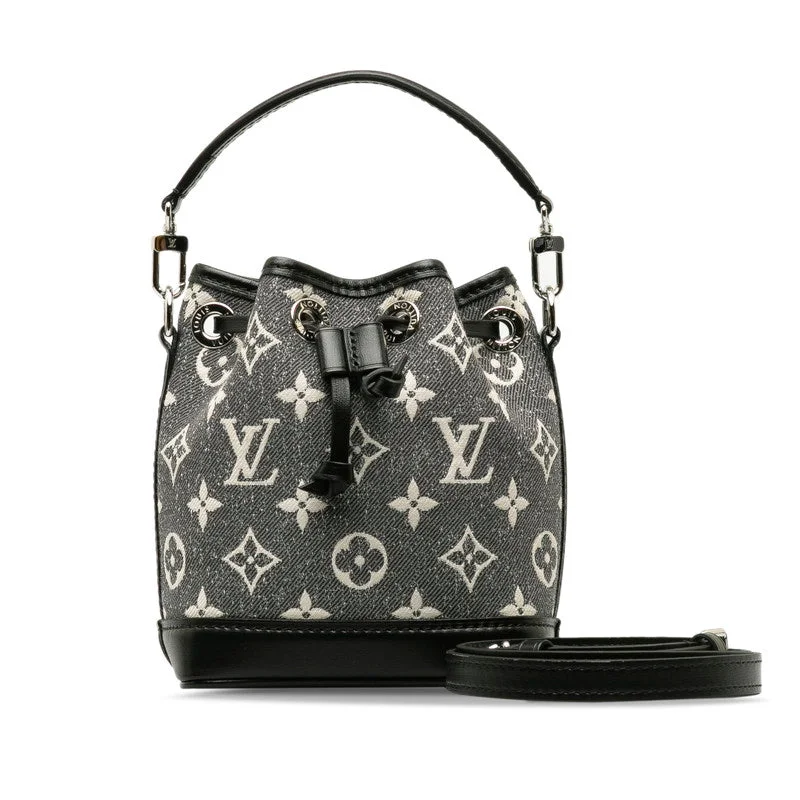 Louis Vuitton bags with a magnetic snap closure for easy accessLouis Vuitton Jacquard Monogram Nano Noe Bag M46449 Shoulder Bag Grey Black