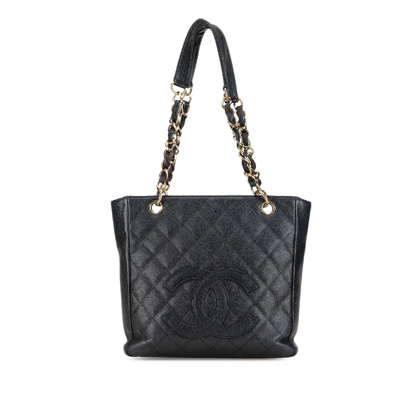 Chanel Designer Handbag with Unique DesignBlack Chanel Caviar Petite Shopping Tote