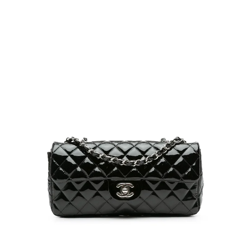 Chanel Classic Flap Bag for Evening PartyBlack Chanel Classic Patent East West Single Flap Shoulder Bag