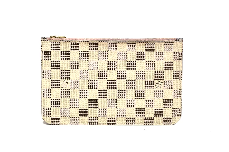 Louis Vuitton handbags with a back - zip pocket for storing valuablesAuthentic Louis Vuitton Damier Azur Canvas Neverfull Pouch Pochette