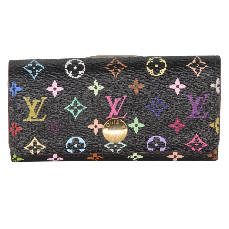 Medium - sized Louis Vuitton tote bags for work and shoppingLouis Vuitton Black Pink Takashi Murakami Monogram Multicolore Multicles 4 Key Holder Wallet Tech Accessory