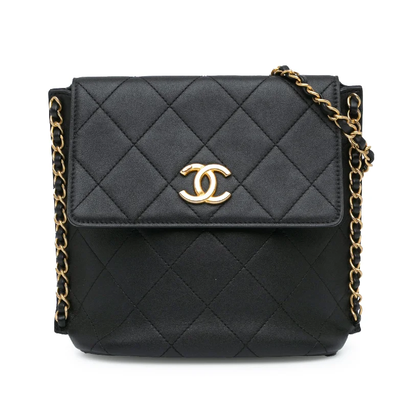 Chanel Black Handbag for Business MeetingsBlack Chanel Small Quilted Calfskin Chain Hobo Flap Crossbody Bag