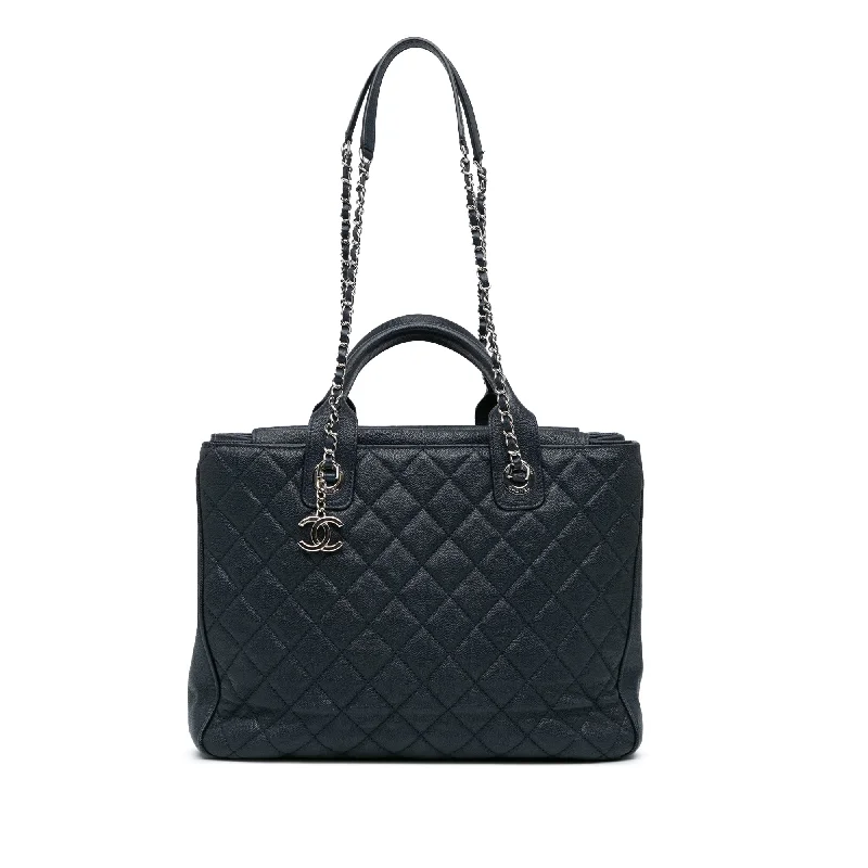 Chanel Lightweight Handbag for Daily ErrandsBlue Chanel Large Quilted Caviar Urban Companion Tote Satchel