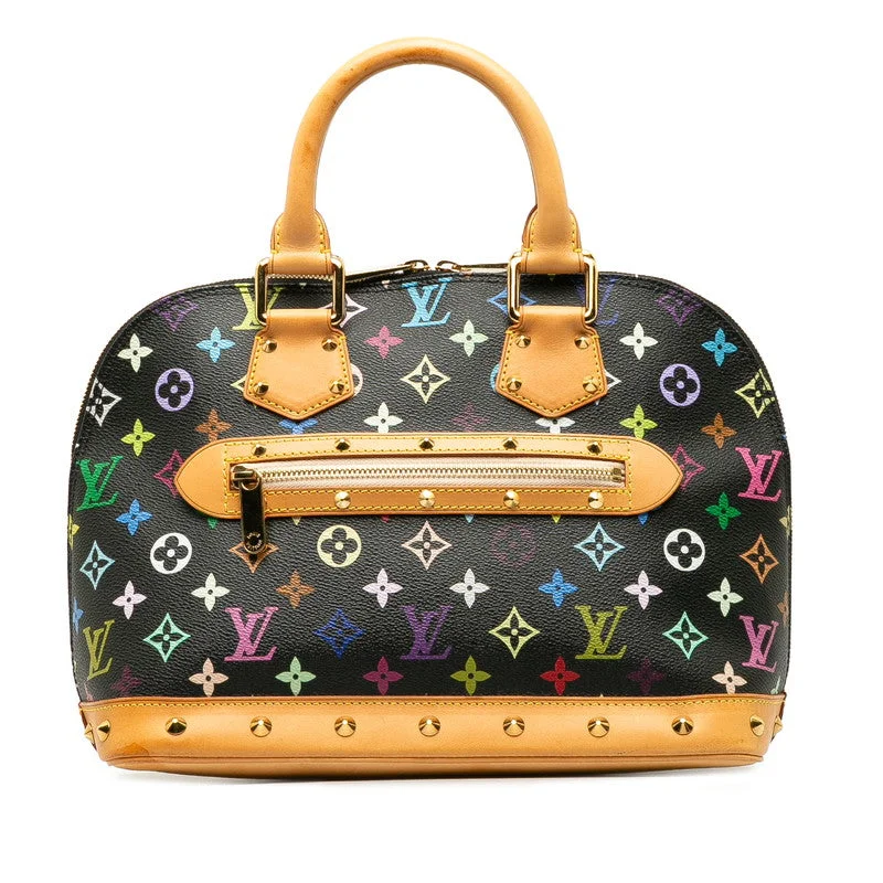 Ladies Louis Vuitton shoulder bags with a tassel decoration for charmLouis Vuitton Monogram Multicolor M92646 Handbag PVC/Ledger Noir Black