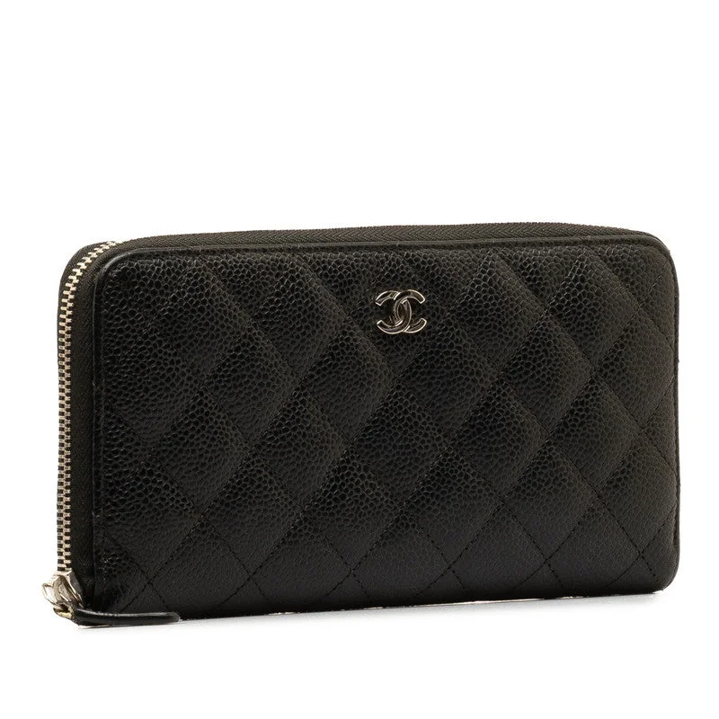 Chanel Lightweight Handbag for Daily ErrandsChanel Quilted Caviar Zip Around Wallet Leather Long Wallet in Good condition