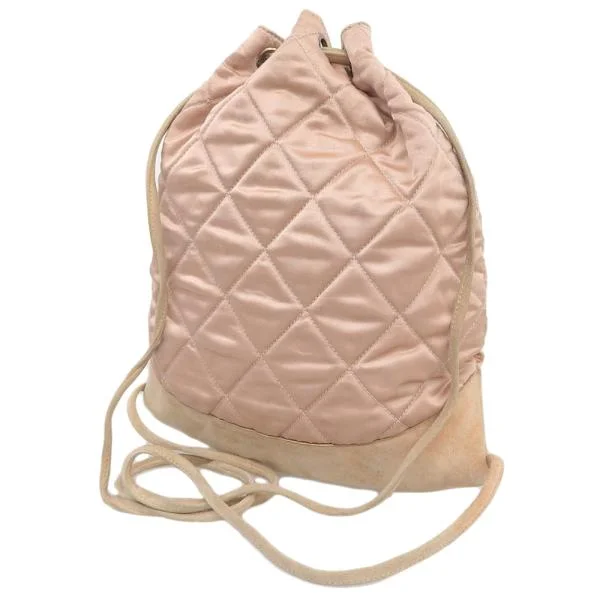 Chanel Designer Handbag with Unique DesignChanel Quilted Satin Drawstring Backpack Canvas Backpack in Good condition