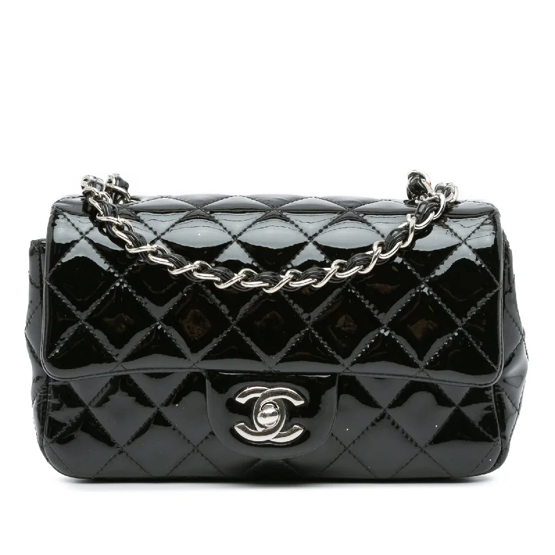 Chanel Vintage Inspired Handbag for Retro LoversBlack Chanel Mini Rectangular Classic Patent Single Flap Crossbody Bag