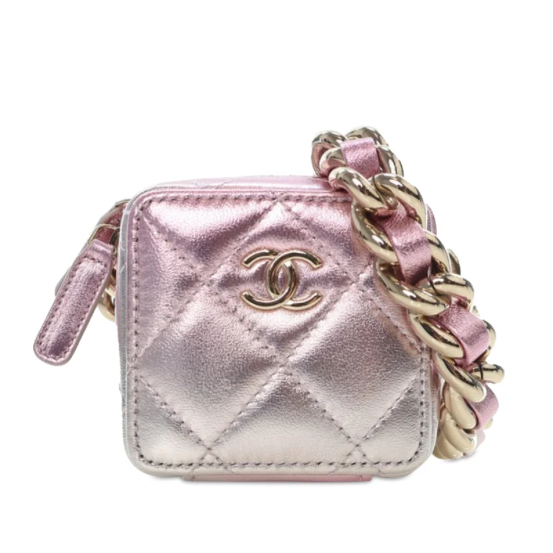 Chanel Limited Edition Handbag for CollectorsPink Chanel Mini Metallic Lambskin Coco Punk Cube Bag