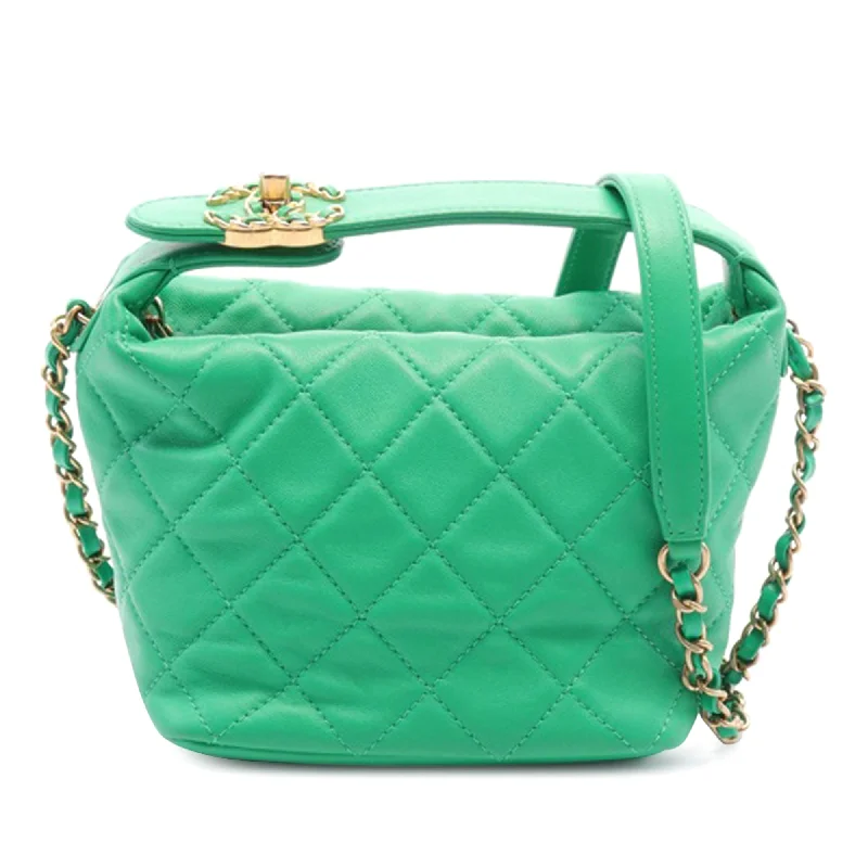 Chanel Handbag with Adjustable Strap for ComfortGreen Chanel Small Quilted Lambskin Perfect Meeting Hobo Satchel