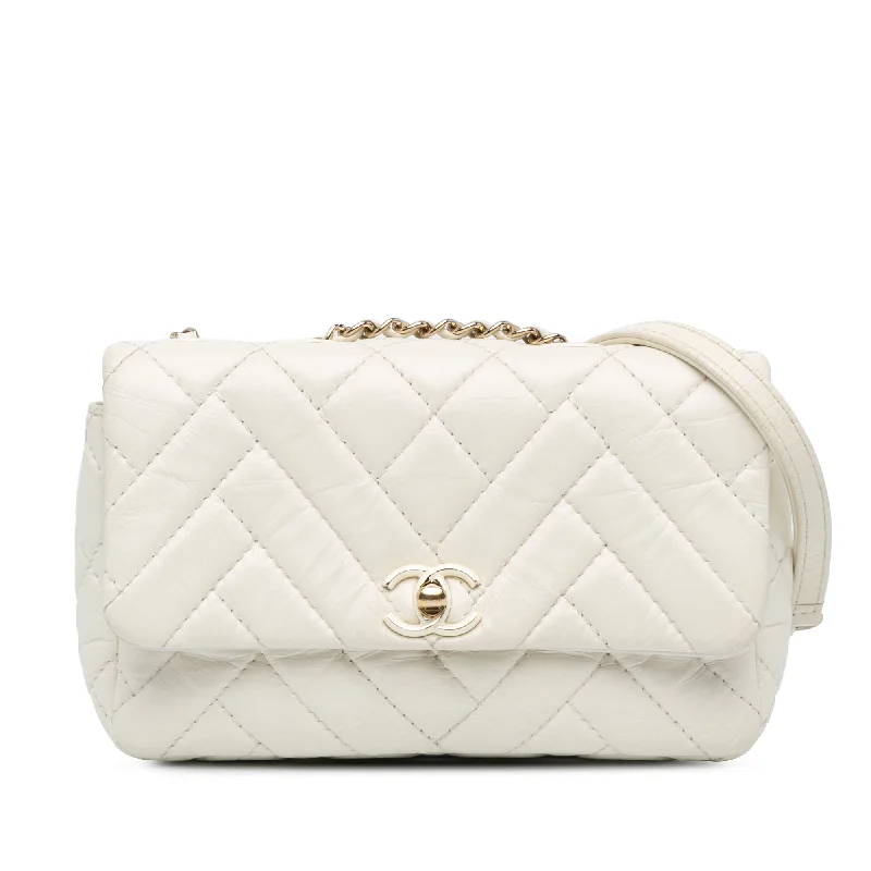 Chanel New Arrival Handbag with Gold HardwareWhite Chanel Small Mix Quilted Aged Calfskin New Clutch Flap Crossbody Bag