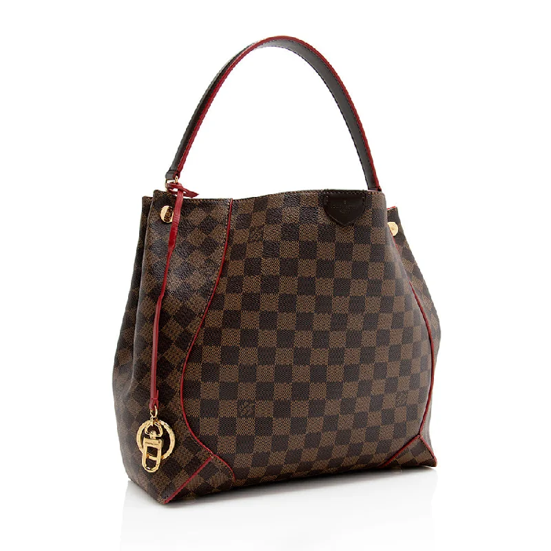 Louis Vuitton crossbody bags in a bold red color for a statementLouis Vuitton Damier Ebene Caissa Hobo (21369)