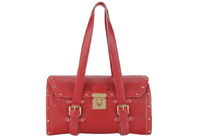 Ladies Louis Vuitton shoulder bags with a tassel decoration for charmLOUIS VUITTON SUHALI L'EPANOUI GM GERANIUM RED LEATHER GOLD HARDWARE