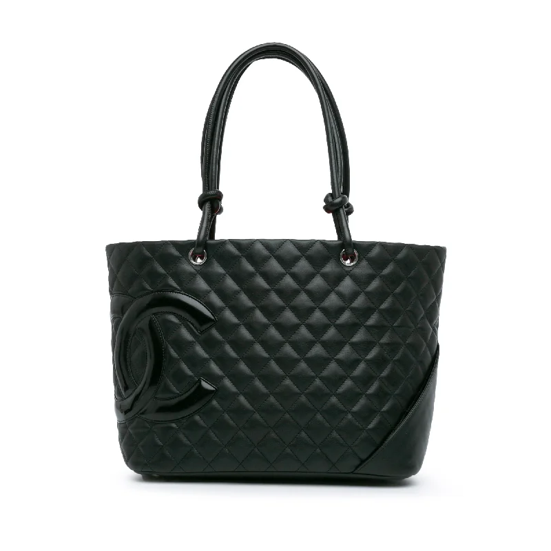 Chanel All - Match Handbag for Versatile StylingBlack Chanel Large Lambskin Cambon Ligne Tote