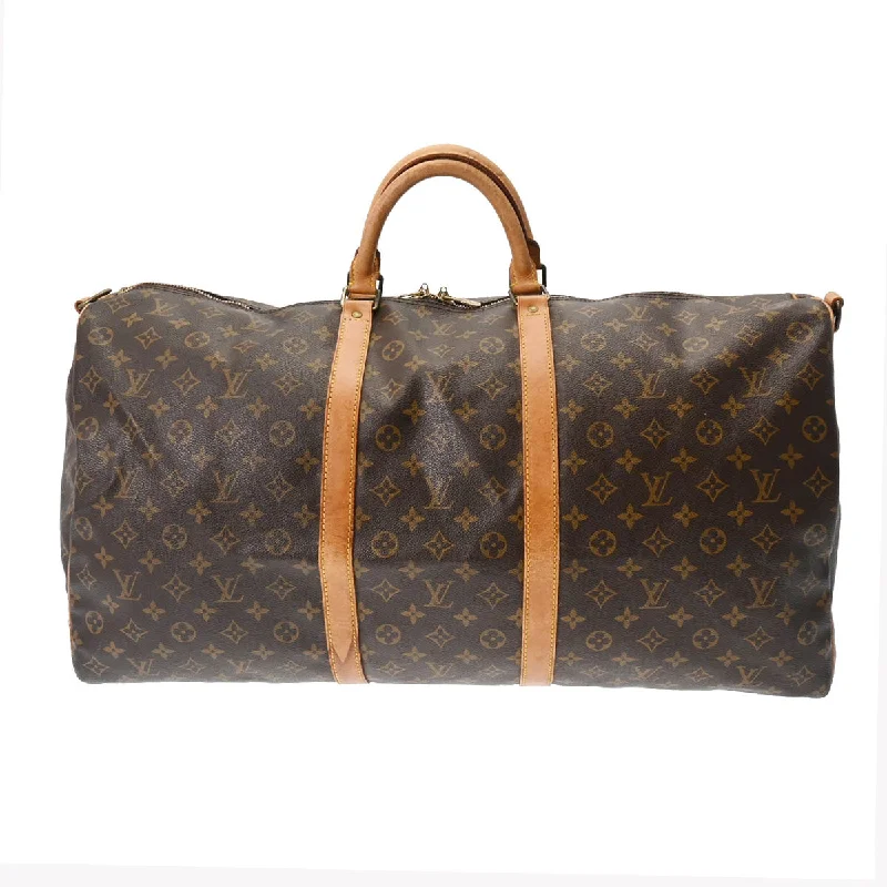 Louis Vuitton bags with a detachable mirror inside for on - the - go touch - upsLouis Vuitton Monogram Keepall Bandouliere 60 Brown