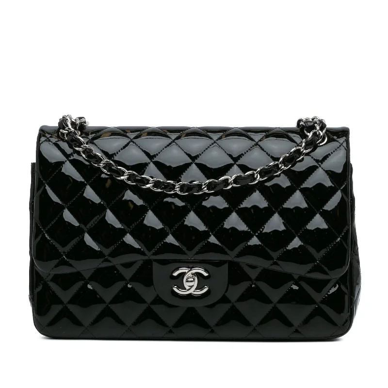 Chanel Designer Handbag with Unique DesignBlack Chanel Jumbo Classic Patent Double Flap Shoulder Bag