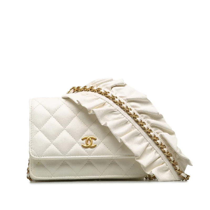 Chanel Luxury Handbag for High - End EventsWhite Chanel Romance Lambskin Wallet On Chain Crossbody Bag