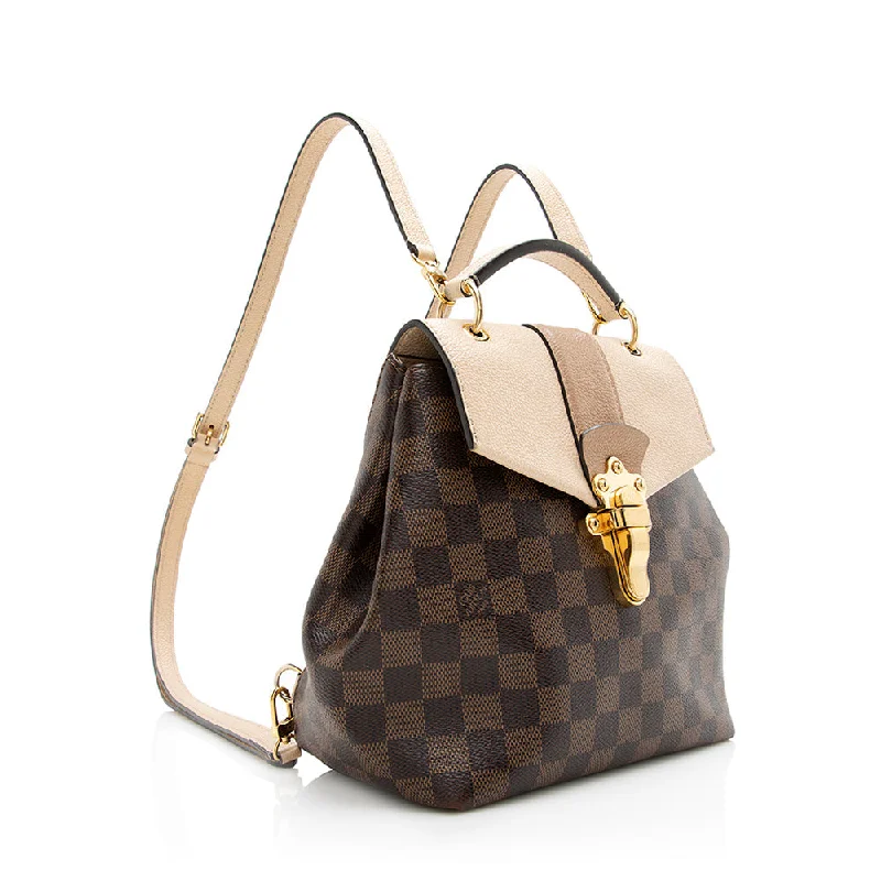 Louis Vuitton bags with a snap - button closure and a decorative charm for styleLouis Vuitton Damier Ebene Clapton Backpack (21553)