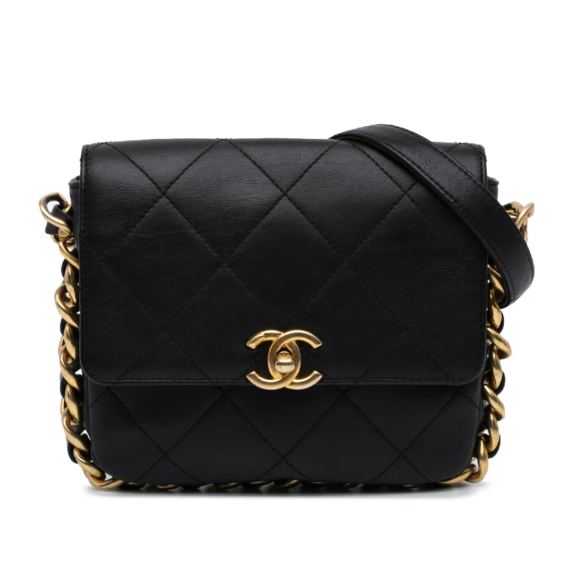 Chanel Luxury Handbag for High - End EventsBlack Chanel Small Quilted Calfskin Framing Chain Flap Crossbody Bag