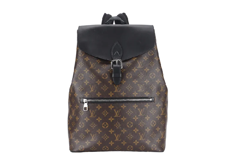 Louis Vuitton bags with a front - flap pocket for quick - access itemsLOUIS VUITTON MACASSAR PARC (M40637) MONOGRAM CANVAS BACKPACK SILVER HARDWARE WITH DUST COVER