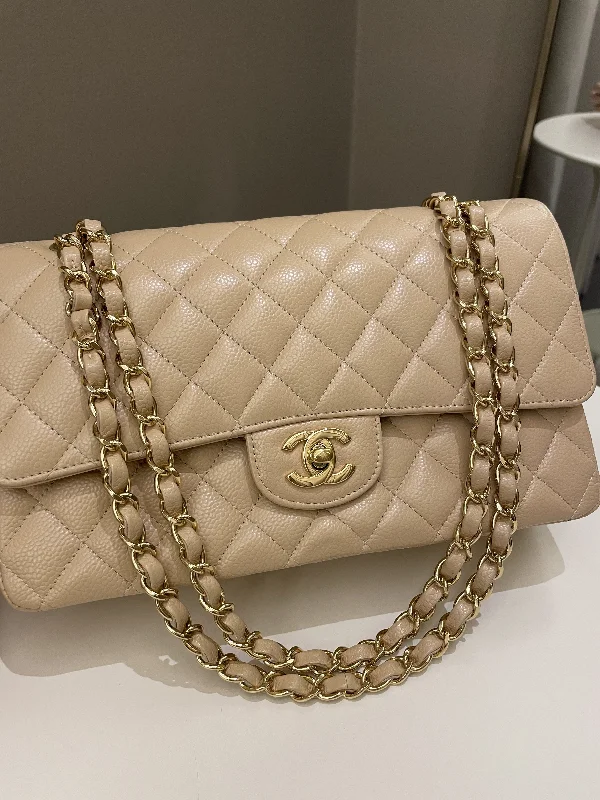 Chanel Chain Strap Handbag for Everyday UseChanel Classic Quilted Medium Double Flap Beige Claire Caviar