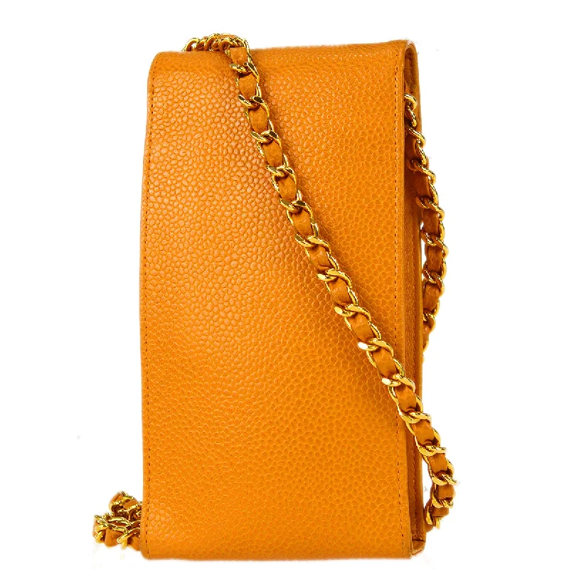 Chanel Small Crossbody Bag for TravelChanel 1997-1999 Orange Caviar Timeless Phone Case