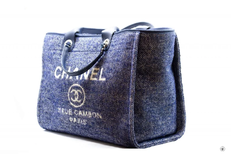 Chanel Handbag with Adjustable Strap for ComfortChanel A69941 B06387 NE267 Deauville Shopping Tote Mixed Fibers Fabric Tote B Blue   NE267 Fabric Tote Bag Shw