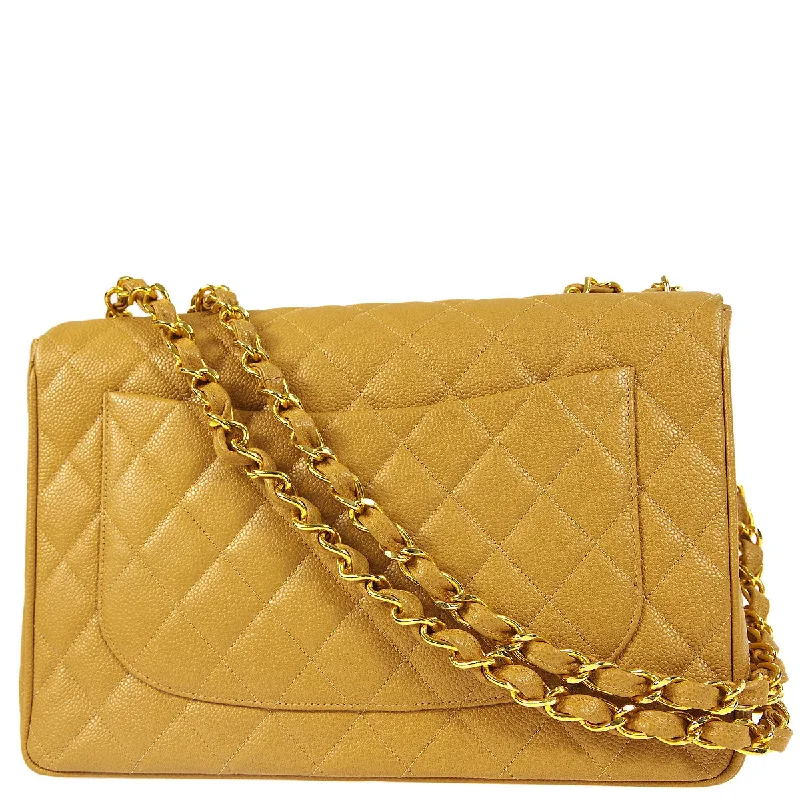 Chanel All - Match Handbag for Versatile StylingChanel * 1994-1996 Beige Caviar Jumbo Classic Flap Bag