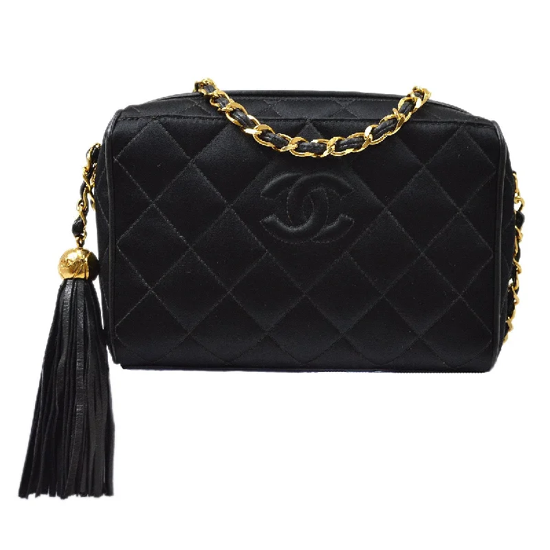 Chanel Classic Flap Bag for Evening PartyChanel 1994-1996 Black Satin Diamond Camera Bag Mini