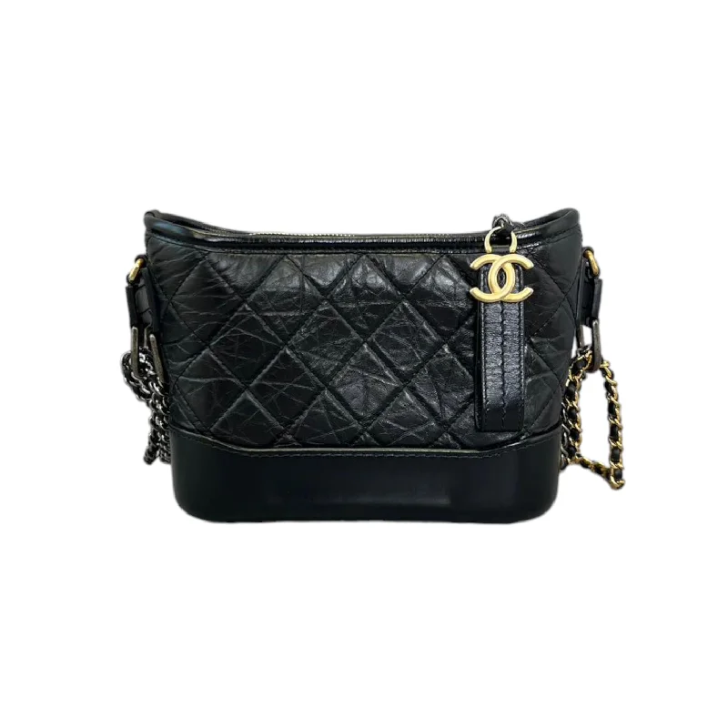 Chanel Vintage Inspired Handbag for Retro LoversAged Calfskin Quilted Small Gabrielle Hobo Black MHW