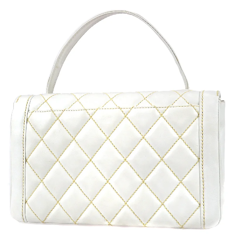 Chanel Quilted Leather Shoulder Bag for FashionistasChanel 2004-2005 White Calfskin Wild Stitch Handbag